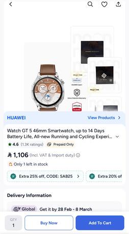 Al Olaya, Jewelry, SAR 800,  Huawei Smart Watch GT5 &ndash; Brand New (Boxed) | Premium Smartwatch