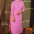 INR 872,  Floral Embroidery Kurti Set For Women | Georgette Pink | Instore
