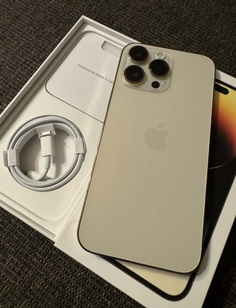 Jeddah, Mobile Phones, SAR 2200,  IPhone 14 Pro 256 - Gold - 79% Battery - Original Box+Cabel