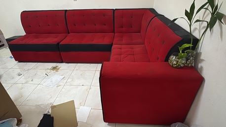 Jubail, Furniture, SAR 350,  L Shaped Big Sofa Set + Single Wooden Cot With Bed