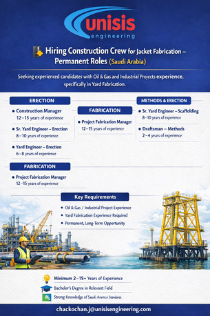 Riyadh, Jobs, Hiring Construction Crew For Jacket Fabrication &ndash; Permanent Roles (Saudi Arabia)