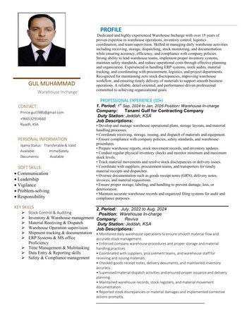 Riyadh, Job Seekers, Warehouse Supervisor