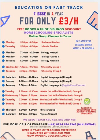 Riyadh, Lessons Offered, Online IGCSE