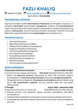 Riyadh, Job Seekers, IT Support/IT Admin