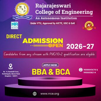 Bangalore, Education, RRCE Bangalore &ndash; Admissions Open For Engineering, BCA & BBA 2026-27
