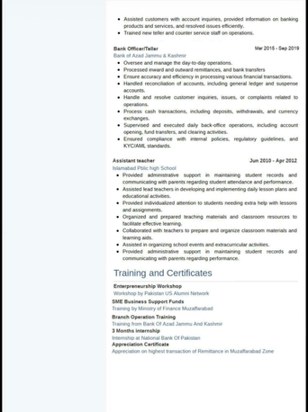 Sharjah, Job Seekers, Cashier/Biller/Teller