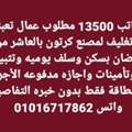براتب 13500 مطلوب عمال تعبئة وتغليف لمصنع كرتو