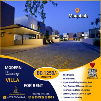 Saar, Villas, BHD 1250,  300 Sq. Meter,  4 BHK Modern Luxury Villa For Rent In Maqabah Near Budaiya Highway BD.1250/- Inclusive