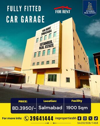 Salmabad, Warehouses, BHD 3950,  1900 Sq. Meter,  Fully Equipped Car Garage For Rent In Salmabad. BD 3950/-