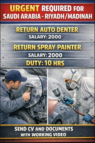 Riyadh, Jobs, Auto Car Denter & Auto Car Painter