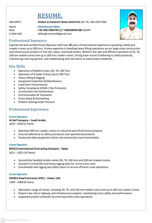 Al Batha, Job Seekers, MOBILE CRANE OPERATOR AND CRALER CARANE OPERATOR