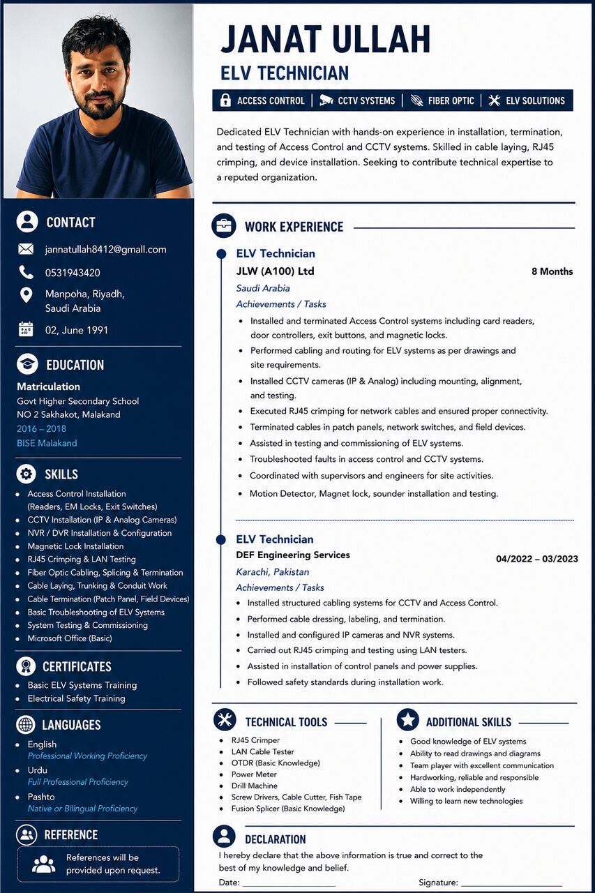 Riyadh, Job Seekers, Low Current, Door Access & CCTV Technician Available