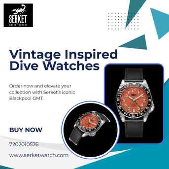 New York, Watches, USD 339,  Buy Best Vintage Inspired Dive Watches By Serket &ndash; Blackpool GMT Automatic Collection