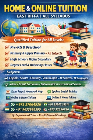 Manama, Lessons Offered, Tuition For Girls Online And Offline