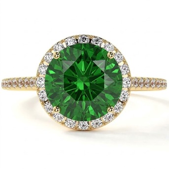 New York, Jewelry, USD 1899,  Sale On Dainty Halo Tsavorite Ring (0.33cttw) &ndash; Elegant Green Ring At GemsNY