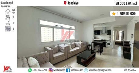 Janabiya, Apartments/Houses, BHD 350/month,  Furnished,  2 BR,  120 Sq. Meter,  Fully Furnished 2 Bedroom Apartment, Janabiya - BD 350 Incl WSJA055