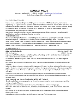 Khobar, Job Seekers, MEP Engineer