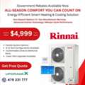 AUD 999,  Melbourne&rsquo;s Trusted Air Conditioning Experts &ndash; Rinnai Heating & Cooling From $4,999*