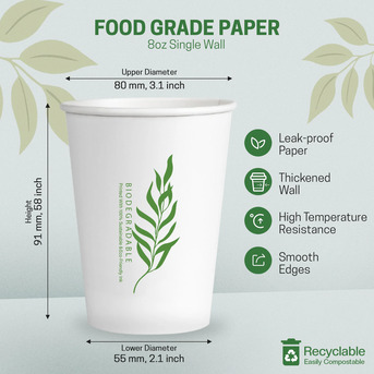Dubai, Household Items, EcoEdge 8 Oz Disposable Heavy-Duty Party Paper Cups | 100% Natural