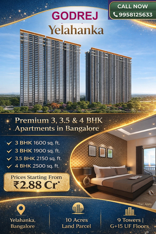 Bangalore, Real Estate For Sale, INR 28800000,  3 BR,  1600 Sq. Feet,  Godrej Yelahanka &ndash; Everything About Price