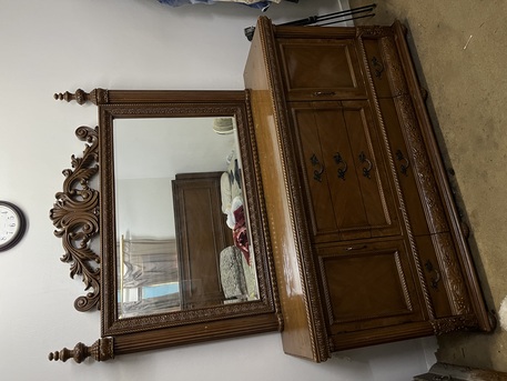 Al Thuqbah, Household Items, SAR 100,  Wooden Dresser With Large Mirror &ndash; Classic Style(100sr)