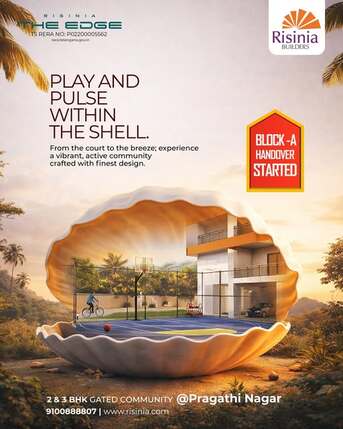 Hyderabad, Apartments/Houses, INR 6800000/year,  3 BR,  1843 Sq. Feet,  3Bhk Flats For Sale In Pragathi Nagar | The Edge By Risinia