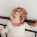 USD 40,  Lavelle Gold Floral Wedding Headband, Flower Girl Halo Crown, Rhinestone Baby Headband