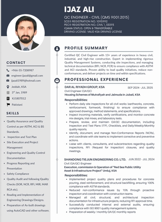 Jeddah, Job Seekers, I Am Looking For A Position Regarding Civil Engineer, QC Engineer, Site Engineer, QS Etc