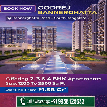 Bangalore, Real Estate For Sale, INR 15800000,  2 BR,  1200 Sq. Feet,  Godrej Bannerghatta Road &ndash; Premium Living Redefined