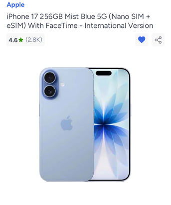 Jeddah, Mobile Phones, SAR 3100,  IPhone 17 Mist Blue 256 GB (Physical Sim And E-sim)