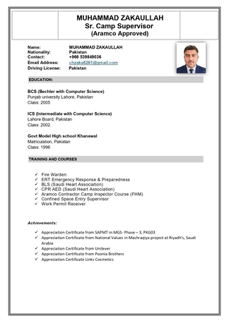 Riyadh, Job Seekers, Aramco Approved Sr Camp Supervisor