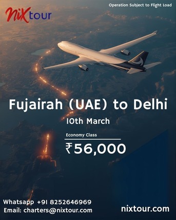 Dubai, Travel, Book Commercial Flights From Fujairah (FJR) To Delhi (DEL)