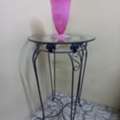 SAR 20,  Glass Top Iron Table & Pink Glass Vase