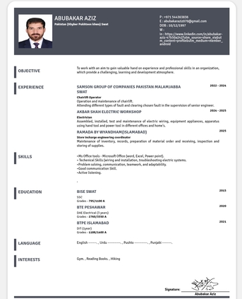 Dubai, Job Seekers, Diploma Of Associate Engineer(Electrical Technician And Store Incharge Coordinator)