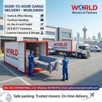 Dammam, Household, WORLD Movers Packers➡️Door To Door CARGO DELIVERY➡️With 20-40 FT Containers.
