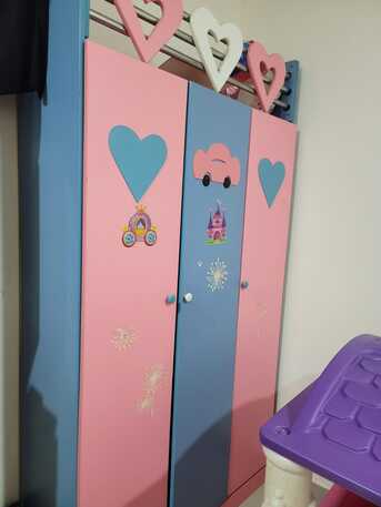 Madinat Al Ummal, Furniture, SAR 600,  Kids Bunk Bed With Slide + Wardrobe &ndash; Good Condition )