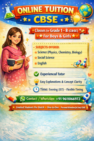 Khobar, Lessons Offered, Online Tuitions - CBSE- Girls & Boys