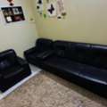 BHD 500,  ELEGANT LOOK LEATHER 5 SEATER SOFA SET - GOOD CONDITION