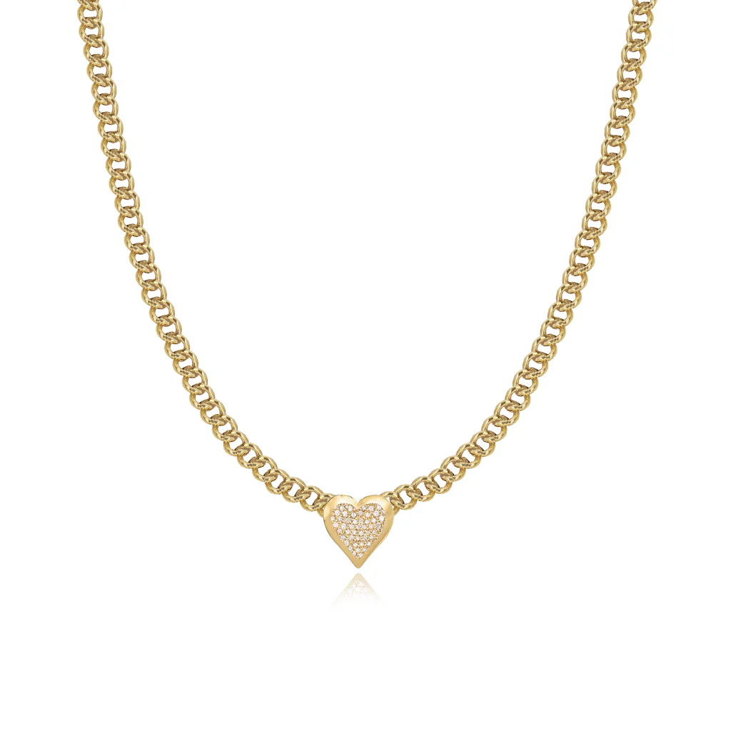 Miami, Jewelry, Heart Cuban Necklace & Heart Cuban Link Necklace | Alev Jewelry