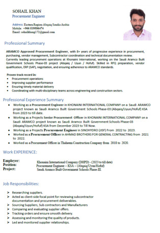 Dammam, Job Seekers, Procurement Engineer / Procurement Officer (Aramco Approved)