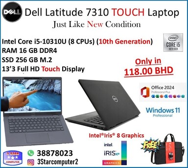 Manama, Computers, BHD 118,  Dell Touch 10th Gen Just Like New Condition Laptop Core I5 16GB Ram 256GB SSD M.2