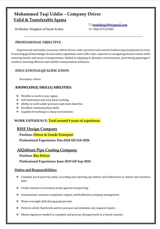 Dammam, Job Seekers, I