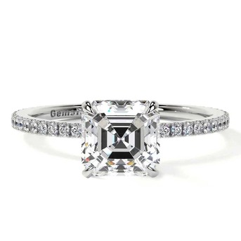 New York, Jewelry, USD 2363,  Asscher Halo Lab Created Diamond Engagement Ring &ndash; Best Price Guarantee