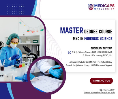 Bhopal, Education, Study MSc In Forensic Science At Medicaps University