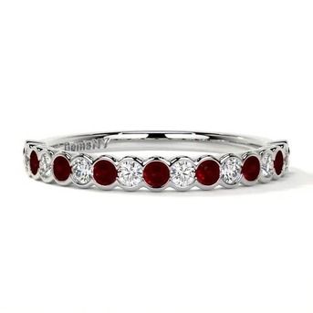 New York, Jewelry, USD 1874,  Designer Ruby Wedding Band With Diamonds
