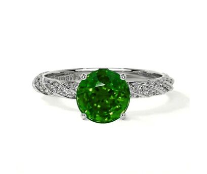 New York, Jewelry, USD 3863,  Twisted Diamond Green Sapphire Ring For Women