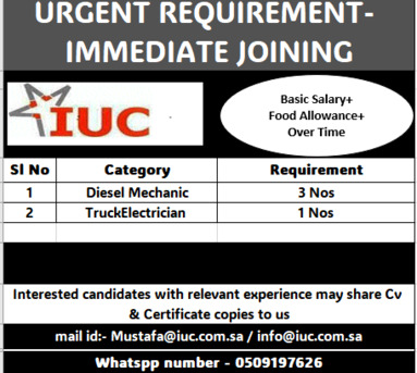 Hasa-Hofuf, Jobs, Truck Electrician