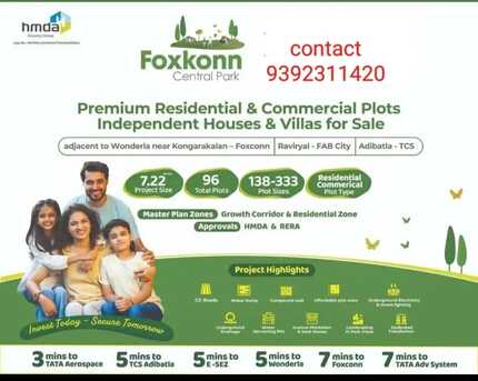 Hyderabad, Residential Plots, INR 35000,  146 Sq. Yard,  Foxkonn Central Park &ndash; Premium Open Plots In Adibatla