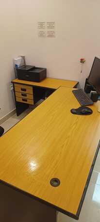 Riyadh, Furniture, SAR 300,  Office Big Size Table Along With Side Table With 6 Drayers With 2 Chairs Like Brand New