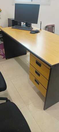 Riyadh, Furniture, SAR 300,  Office Big Size Table Along With Side Table With 6 Drayers With 2 Chairs Like Brand New